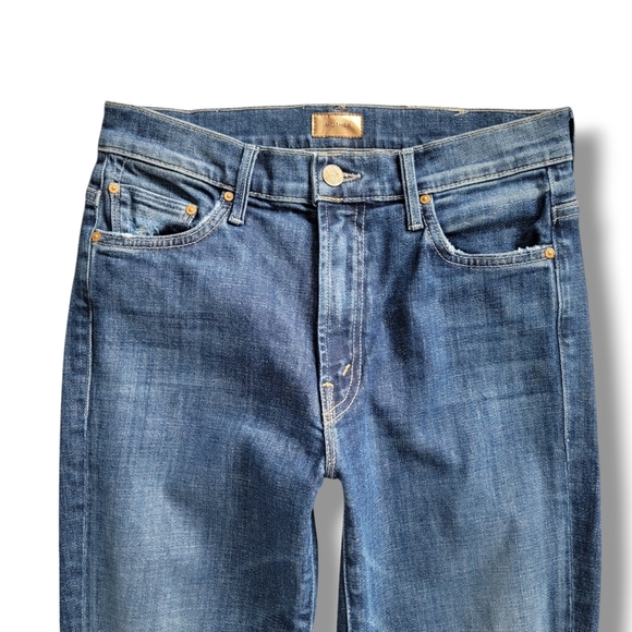 Mother The Insider Crop Step Fray Mid‎ Rise Jeans Distressed Knee Holes Size 27 - Picture 2 of 13
